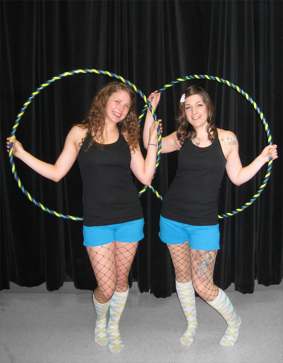 Hula hoopers in costume for talent show