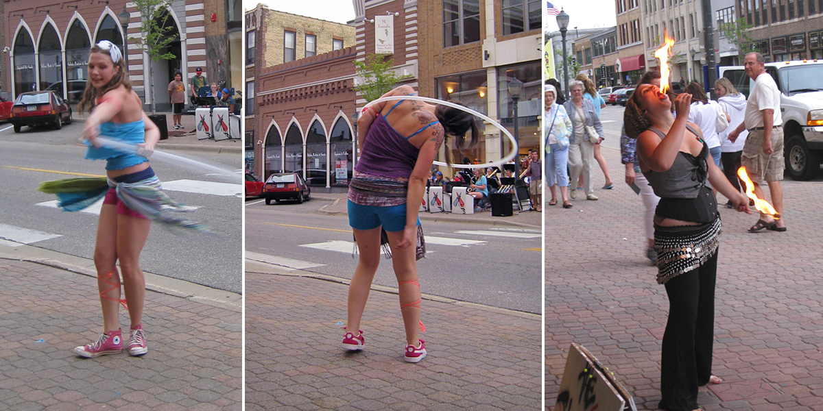 Hoop dancers and fire breather