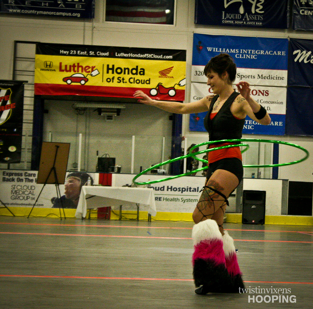 Two hula hoops during performance